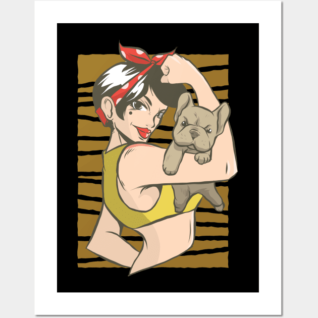 Woman Bulldog Pinup Wall Art by TheRealestDesigns